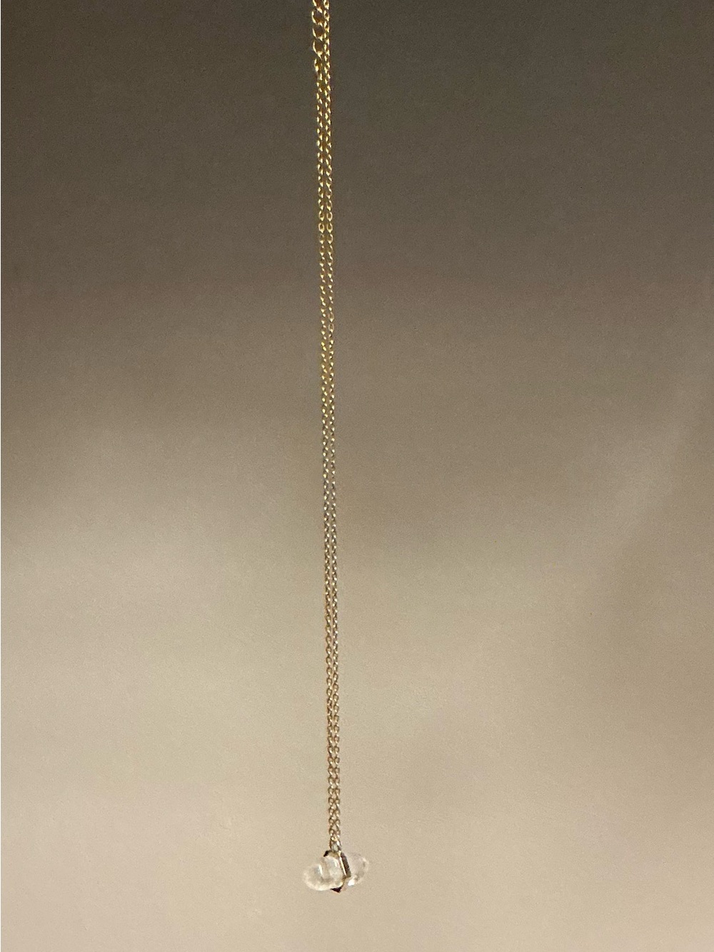 Delicate Gold Drop Necklace with Clear Crystal Pendant - Women's Jewelry